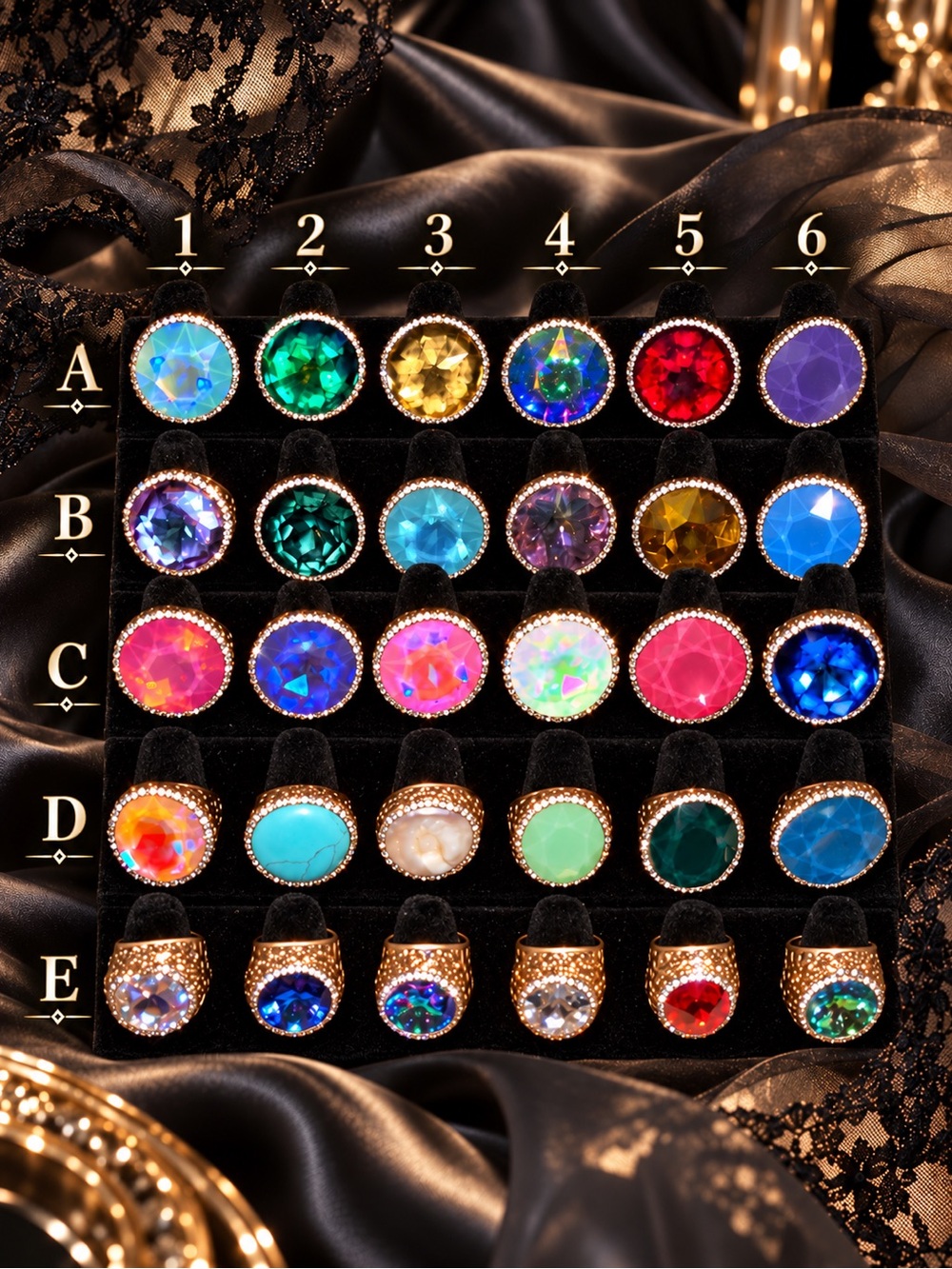 Candy Gold Crystal Statement Ring - Multicolor Options